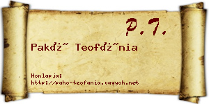 Pakó Teofánia névjegykártya